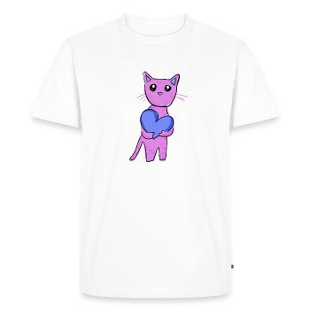 Chat au cœur bleu animal amour violet - T-shirt Premium bio Homme - blanc - Devant - Nico (187cm)