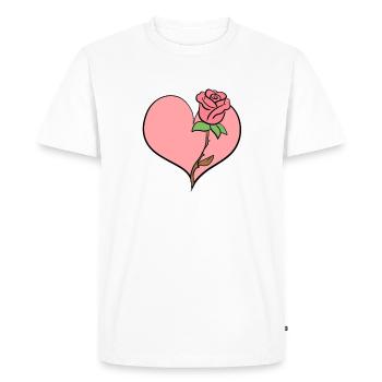 Rose Fleur Coeur Forme Symbole Rose - T-shirt Premium bio Homme - blanc - Devant - Nico (187cm)
