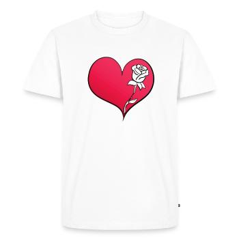 Rose Fleur Coeur Symbole Rose - T-shirt Premium bio Homme - blanc - Devant - Nico (187cm)