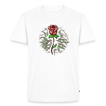 Motif de croix Symbole de plante rose croisée - T-shirt Premium bio Homme - blanc - Devant - Nico (187cm)