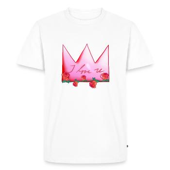 Pink crown Pink Roses Flowers I love you - Men's Premium Organic T-Shirt - white - Front - Nico (187cm)