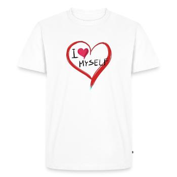 Je m’aime coeur texte symbole forme - T-shirt Premium bio Homme - blanc - Devant - Nico (187cm)