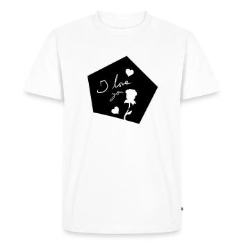 Je t’aime Symbole forme fleur - T-shirt Premium bio Homme - blanc - Devant - Nico (187cm)
