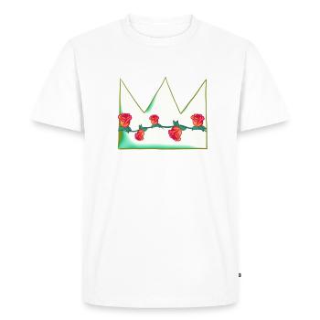 Couronne Verte Fleurs Naturelles Roses Forme - T-shirt Premium bio Homme - blanc - Devant - Nico (187cm)