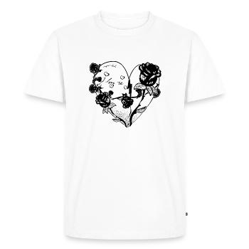 Heart Shape Symbol Pattern Roses Flowers Glitter - Men's Premium Organic T-Shirt - white - Front - Nico (187cm)