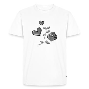 Deux cœurs Symbole de la plante à fleurs grises - T-shirt Premium bio Homme - blanc - Devant - Nico (187cm)