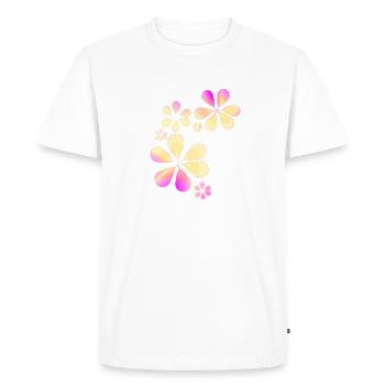 fleurs jaunes motif forme fleurs - T-shirt Premium bio Homme - blanc - Devant - Nico (187cm)