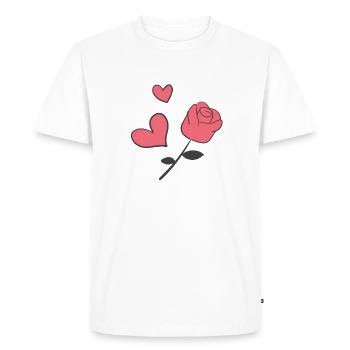 Red Rose Hearts Heart - Men's Premium Organic T-Shirt - white - Front - Nico (187cm)