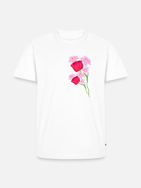 Pink Flowers Pattern Plant Symbol - Men's Premium Organic T-Shirt - white