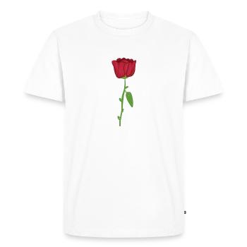 Red Rose Plant Flower Symbol Romantic - Men's Premium Organic T-Shirt - white - Front - Nico (187cm)