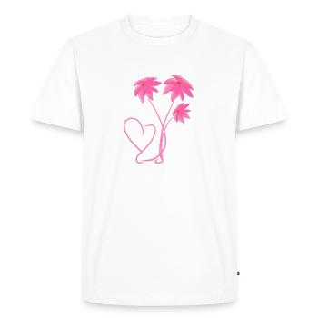Motif Fleurs Roses Coeur Végétal - T-shirt Premium bio Homme - blanc - Devant - Nico (187cm)