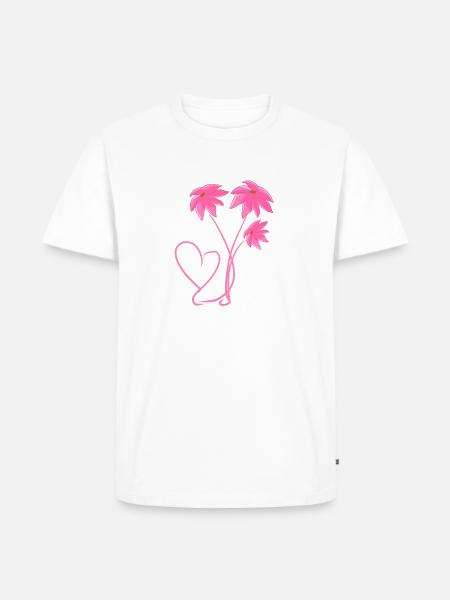 Pattern Pink Flowers Plant Heart - Men's Premium Organic T-Shirt - white