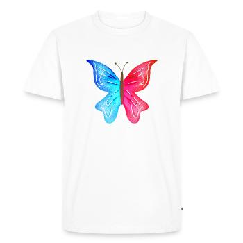Papillon Bleu Rose Symbole Insectes Animaux Ailes - T-shirt Premium bio Homme - blanc - Devant - Nico (187cm)
