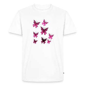 Papillon Motif Rose Insecte Animal Papillon - T-shirt Premium bio Homme - blanc - Devant - Nico (187cm)