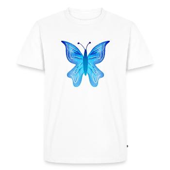 papillon bleu symbole insecte animaux ailes - T-shirt Premium bio Homme - blanc - Devant - Nico (187cm)
