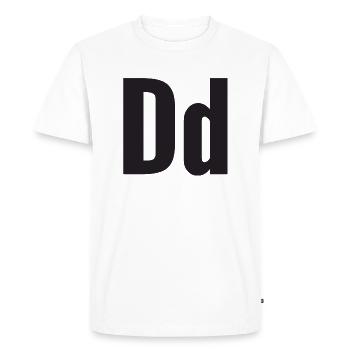 Lettre D - T-shirt Premium bio Homme - blanc - Devant - Nico (187cm)