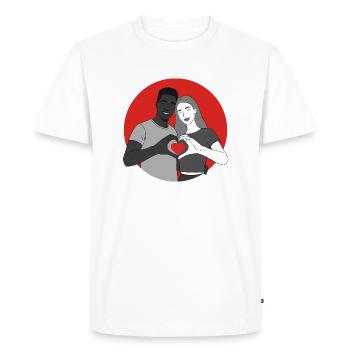 L’amour est l’amour - T-shirt Premium bio Homme - blanc - Devant - Nico (187cm)