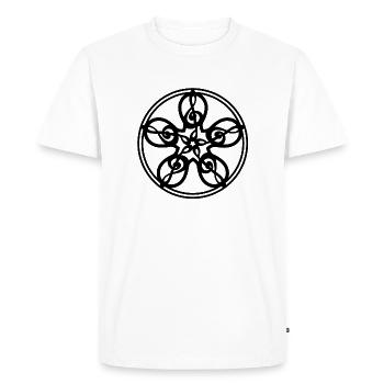 Treble Clef Mandala (black) - Men's Premium Organic T-Shirt - white - Front - Nico (187cm)