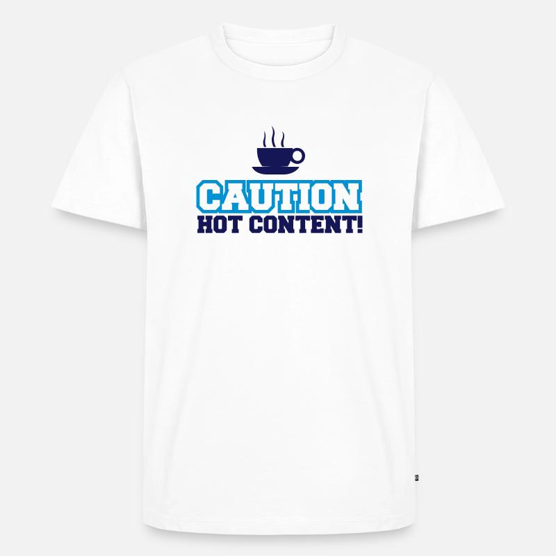 Caution Hot Content - Männer Premium Bio T-Shirt - Weiß