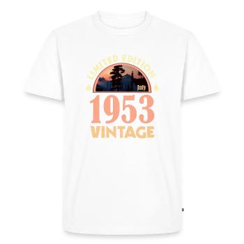 July 1953 - Birthday Present, Limited Edition - Men's Premium Organic T-Shirt - white - Front - Nico (187cm)