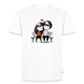 Couple mignon d’amoureux - T-shirt Premium bio Homme - blanc - Devant - Nico (187cm)