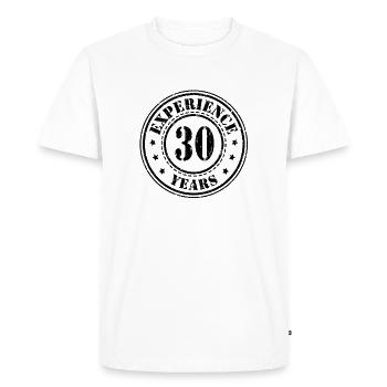 30 years of experience - Men's Premium Organic T-Shirt - white - Front - Nico (187cm)