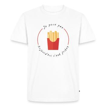 Je peux pas aujourd'hui c'est frites - T-shirt Premium bio Homme - blanc - Devant - Nico (187cm)