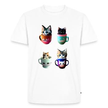 Kawaii Cup of Kitty Cat - T-shirt Premium bio Homme - blanc - Devant - Nico (187cm)