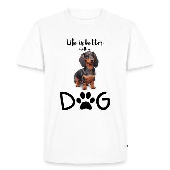 Dachshund full of joie de vivre - Men's Premium Organic T-Shirt - white - Front - Nico (187cm)