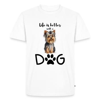 Joie de vivre avec un Yorkie - T-shirt Premium bio Homme - blanc - Devant - Nico (187cm)