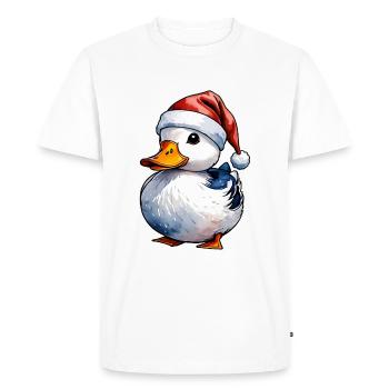 Duck Christmas Drawing - Men's Premium Organic T-Shirt - white - Front - Nico (187cm)