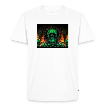 Flaming Skulls - Men's Premium Organic T-Shirt - white - Front - Nico (187cm)
