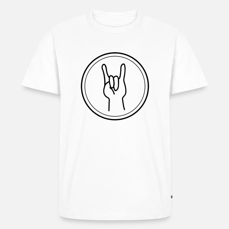 Metallfinger oder Zeichen der Hörner - Männer Premium Bio T-Shirt - Weiß