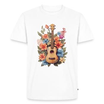 Ukulélé vintage avec fleurs - T-shirt Premium bio Homme - blanc - Devant - Nico (187cm)