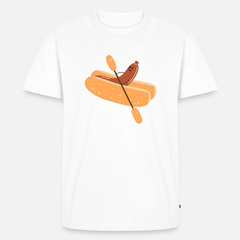 Bockwurst im Paddelboot - Männer Premium Bio T-Shirt - Weiß