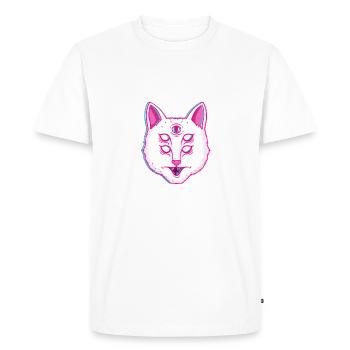 Glitch Cat Chat lumineux avec des yeux - T-shirt Premium bio Homme - blanc - Devant - Nico (187cm)
