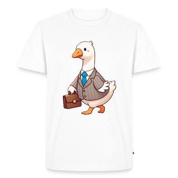 Serious Goose in Business Suit Design - Men's Premium Organic T-Shirt - white - Front - Nico (187cm)