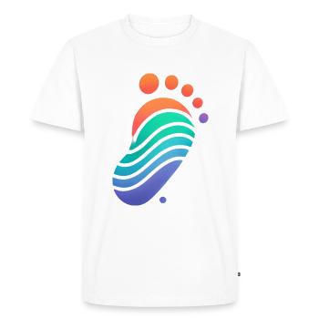 Colorful 10k Shoe Footprint Design - Men's Premium Organic T-Shirt - white - Front - Nico (187cm)