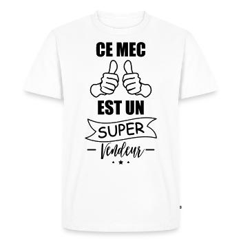 mec super vendeur,cadeau vendeurs,idée cadeau - T-shirt Premium bio Homme - blanc - Devant - Nico (187cm)