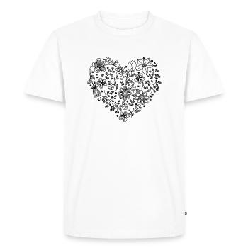 Coeur floral - T-shirt Premium bio Homme - blanc - Devant - Nico (187cm)