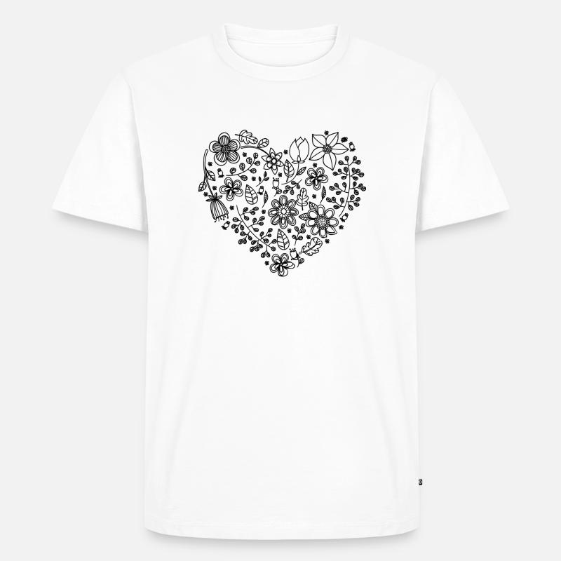 Blumenherz - Männer Premium Bio T-Shirt - Weiß
