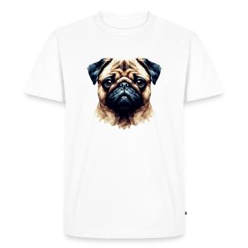 Carlin Chien Polygone Portrait Art Style - T-shirt Premium bio Homme - blanc - Devant - Nico (187cm)