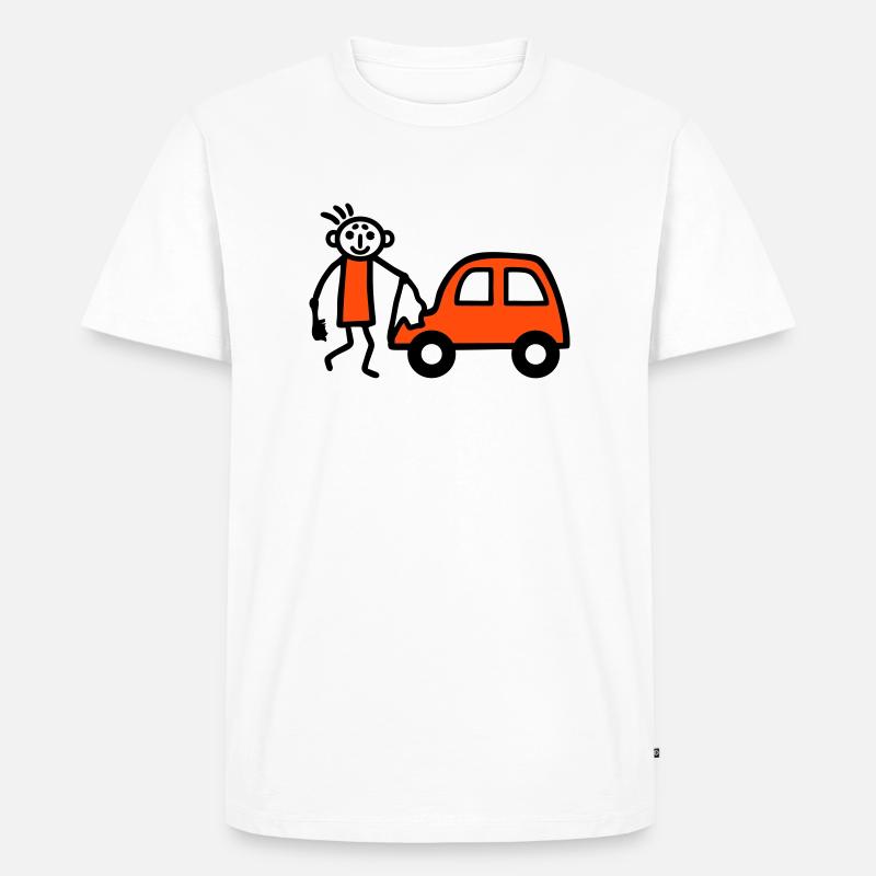 Strichmännchen Autowäsche - V2 - Männer Premium Bio T-Shirt - Weiß