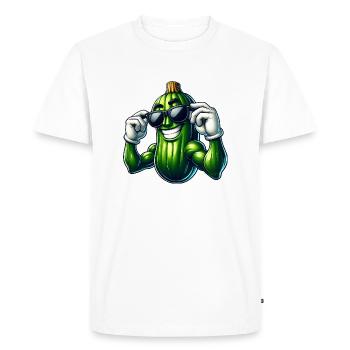 Cool Cucumber Pickle Vegetables Cartoon - Men's Premium Organic T-Shirt - white - Front - Nico (187cm)