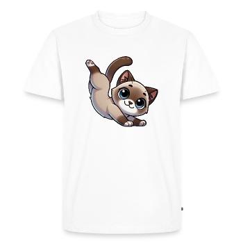 Chat siamois mignon équilibre sur les mains Breakdance dessin animé - T-shirt Premium bio Homme - blanc - Devant - Nico (187cm)