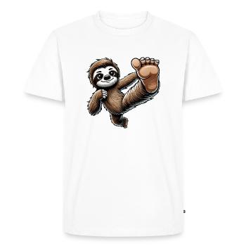 Paresseux Karaté Master Kicks Sport Arts - T-shirt Premium bio Homme - blanc - Devant - Nico (187cm)