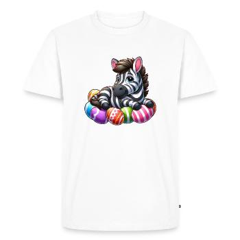 Cute Zebra Easter Egg Cartoon Easter - Men's Premium Organic T-Shirt - white - Front - Nico (187cm)