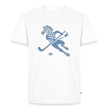 Minimalistisches Zebra Eishockey Silhouette - Men's Premium Organic T-Shirt - white - Front - Nico (187cm)