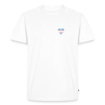 Trans Herz - LGBT CSD Transgender Transsexual - Men's Premium Organic T-Shirt - white - Front - Nico (187cm)