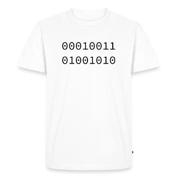 1974 Binaire - T-shirt Premium bio Homme - blanc - Devant - Nico (187cm)